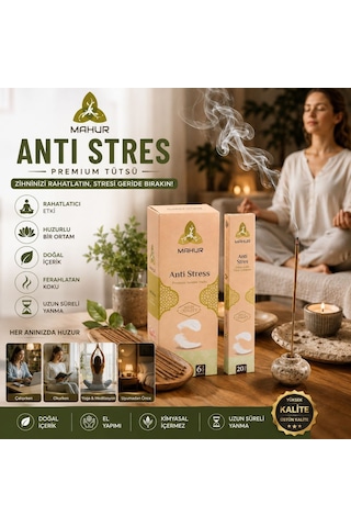 Mahur Anti Stres Premium Çubuk Tütsü 120 Adet 6 Kutu X 20 Çubuk, Hoş Kokulu Ev Ve Ortam Tütsüsü, Meditasyon, Yoga Ve G