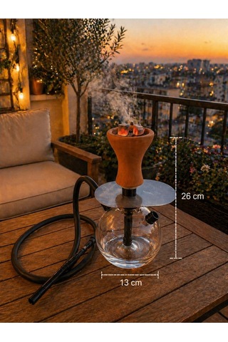26 Cm Cam Nargile Seti 13 Cm Taban Çapı Modern Çizgili Tasarım, Balkon & Ev Kullanımı