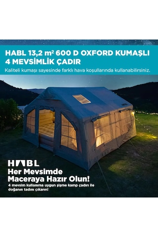 Habl 13 Kişilik 13.2m2 4 Mevsim Şişme Çadır 367 360 220cm Bej