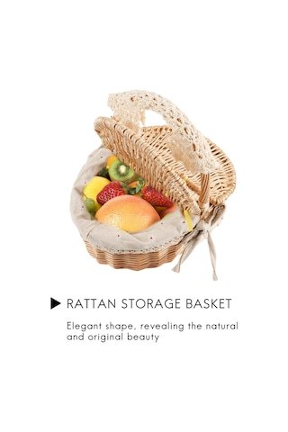 Xiaaokeji Sepet Hasır Kamp Piknik Sepeti Ve Ahşap Hasır Piknik Sepeti Kahverengi