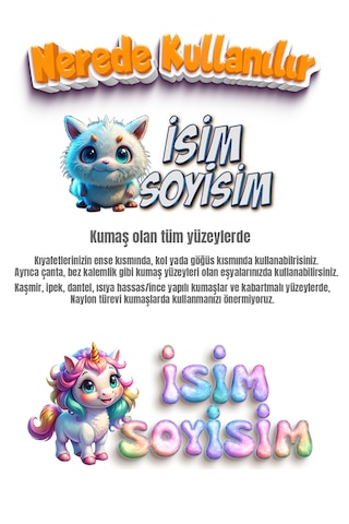 Kıyafet Etiketi - Okul Kıyafet Kumaş Etiketi Kreş Anaokulu İlkokul Kıyafet Kumaş Etiketi Set01 Karışık