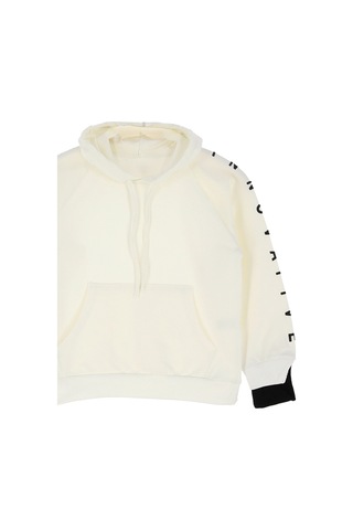 Kız Çocuk 2 İplik-kapüşonlu-manşeti Panelli Ve Garnili Sweatshirt 12-16 Yaş 12395 Ekru