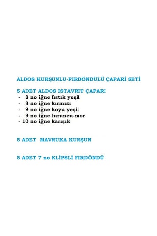 Aldos Çapari Istavrit, Kurşunlu Fırdöndülü Çapari Set 5'Li Paket