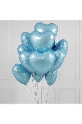 Brokoli Home 5 Adet Kalp Folyo Balon Mavi Uçan Balon 45 Cm 18 İnç Karışık Renkli