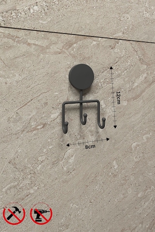 Alper Banyo Lotus Siyah Yapışkanlı Banyo Mutfak Üçlü Askılık - İster Yapıştır İster Montajla Çok Renkli