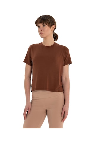 Inguz Modal Bisiklet Yaka Basic Yoga T-shirt Kahverengi