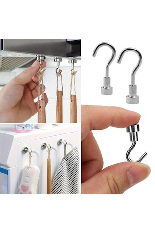 Buffer Güçlü Manyetik Çok Amaçlı 2'li Magnet Askı Gri