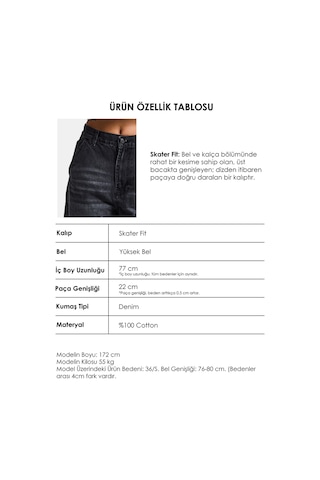 Itsbasic Kadın Koyu Füme Renk Juniper Skater Fit %100 Koton Denim Jean