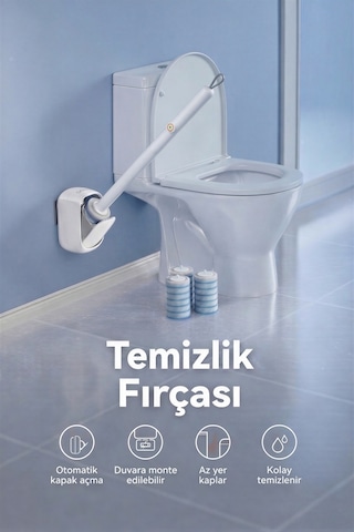 Tuvalet Fırçası - Yeni Nesil, Banyo Fırçası, Hijyenik Fırçası, Wc Fırça, Çok Amaçlı Beyaz