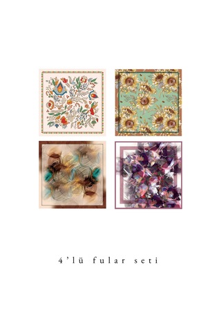 Tarzını Seç Şıklık Serisi 4 Lü Fular Set Estascarf 48x48cm Çok Renkli