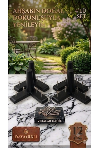 12 Cm Siyah Gürgen Ahşap Mobilya Ayağı Yüksek Dayanıklı Koltuk Ve Baza Ayağı 4'lü Set 12 Cm Siyah Gürgen Ahşap Mobilya Ayağı Yüksek Dayanıklı Koltuk Ve Baza Ayağı 4'lü Set