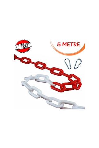 Plastik Zincir Kırmızı Beyaz Trafik Duba Bariyer Zinciri 5 Metre (252776747)