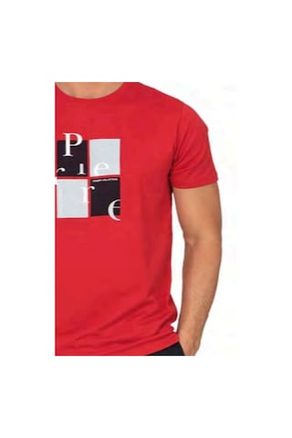 Pierre Cardin 6126 Erkek Kısa Kollu Bisiklet Yaka Pijama Takımı-kırmızı