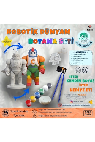 Codlaı Kids Robotik Dünyam 3d Boyama Seti - Çocuklar İçin Eğitici Yaratıcı Oyuncak Boyama Kiti - Kahraman Robot