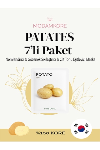 Modamkore 7'li Paket Patates Özlü Kore Yüz Maskesi Gözenek Sıkılaştırıcı
