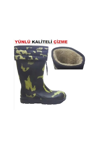 Reçber Yünlü Çizme Katlanır Kaliteli Avcı Kampçı Çizmesi 41No