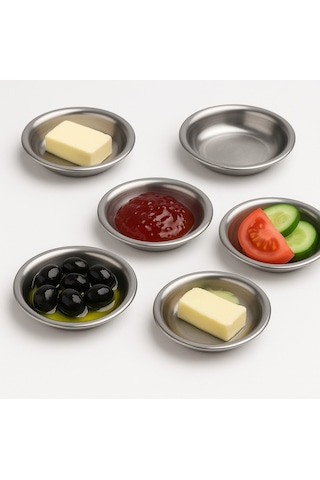 18/10 Paslanmaz Çelik Tabak Kase Seti 6 Parça,kahvaltılık,çerezlik,çeyizlik,12 Cm Tabak,reçel Sunum Gold