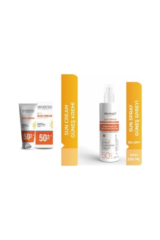 Dermokil SPF 50+ Güneş Koruyucu Sprey 200 ML + Maxrosa Paris SPF 50+ Güneş Kremi 60 ML