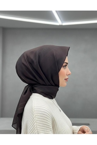 Bushu Kadın Monogram Twill Eşarp Kahverengi