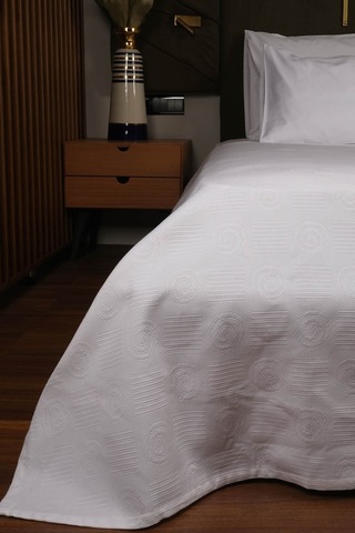 Boston Serisi Çift Kişilik Otel Pikesi 200 230cm Beyaz