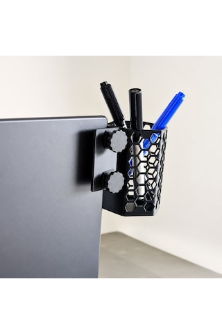 3d Baskı Monitor Kalemlik - Petek Desenli Laptop Kenar Altıgen Kalemlik-siyah Çok Renkli
