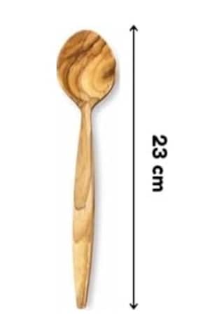 Doğal Zeytin Ağacı, El Yapımı Servis Kaşığı, 23 Cm, Ahşap, Kahverengi, Bpa Free, 1 Adet