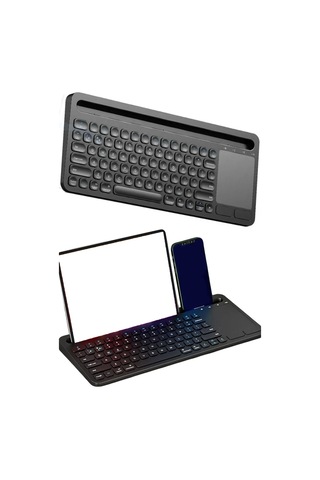 Şarjlı Bluetooth Touchpad Klavye Kablosuz Bağlantı Pc Telefon Tablet Uyumlu Kolay Kablosuz Bağlantı