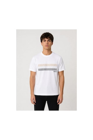 Hzr Wear Erkek Nakış Baskı Detaylı Sıfır Yaka Regular Fit %100 Pamuk Tişört Beyaz