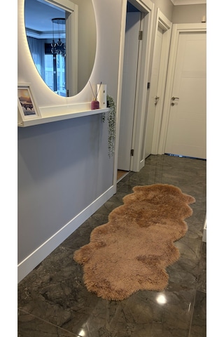 Tavşan Camel Yumuşak Dokulu Peluş Halı Çift Kafa Post