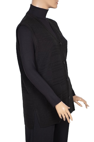 Hesna Kadın Nazan Büyük Beden Triko Düğmeli Cepli Siyah Yelek Siyah