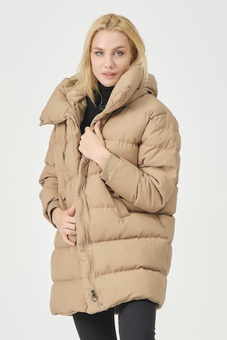 Pique Kadın Mont Geniş Yakalı Ribana Detaylı Oversize Kadın Mont Melody Kadın Mont K.bej