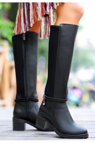 Biçomi Olha Siyah Cilt Topuklu Çizme Çok Renkli