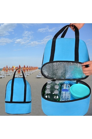 Next Craft Plaj Çantası Isı Yalıtımlı Termos Sıcak Soğuk Tutucu 2 Bölmeli 26 Lt. Kapasiteli Kamp Outdoor Piknik Mavi