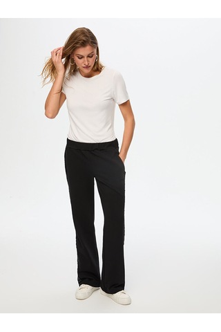 Payet Şerit Garnili Wide Leg Fit Eşofman Alt W26esa006 Uw26esa00610 Siyah