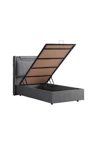 Setaymobilya Baza, Zagreb Tek Kişilik Baza + Başlık + Comfort Yatak, Gri