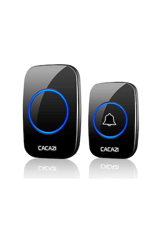 Cacazi Kablosuz Uzaktan Kumandalı Led Kapı Zili Siyah