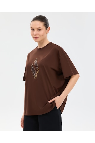 Skechers W Oversize Fit Graphic T-shirt Kadın Kahverengi Tshirt S2610050-2210