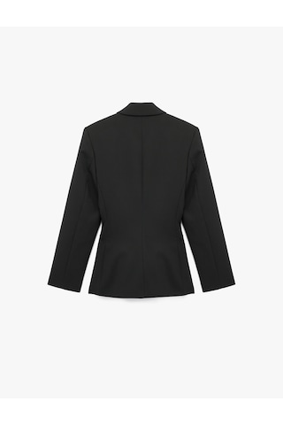 Koton Slim Fit Uzun Kollu Cep Detaylı Düğmeli Geniş Yaka Blazer Ceket Siyah 6wak50081uw Siyah