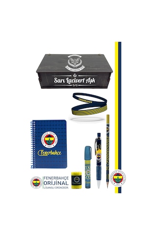 Fenerbahçe Orijinal Lisanslı Kalem Bileklik Bloknot Silgi Hediyelik Set Sarı Lacivert 002 Sarı-lacivert