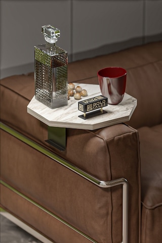 Yan Sehpa Ayarlanabilir Tepsi Dekoratif Modern Tepsi Sekizgen Efes