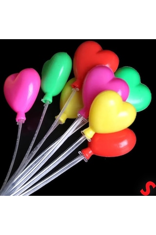 Plastik Minyatür Kalp Teraryum Obje 17Cm - 8'Li Demet