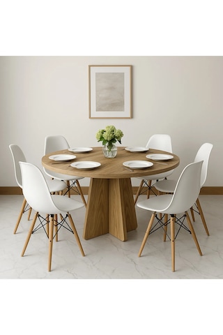 Barberon Yuvarlak Modern Dekoratif Yemek Masası Mutfak Masası