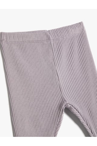 Koton Basic Tayt Fitilli Beli Lastikli Pamuklu Lila 4wmg40078ak