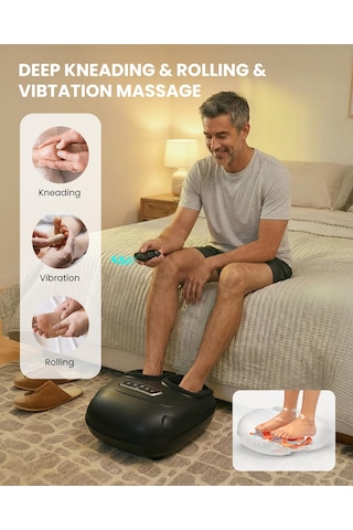 Plantar Fasiit, Nöropati, Bunyon Ve Ayak Üstü Isıtma İçin Cılı Shiatsu Masaj Aleti - Koyu Siyah