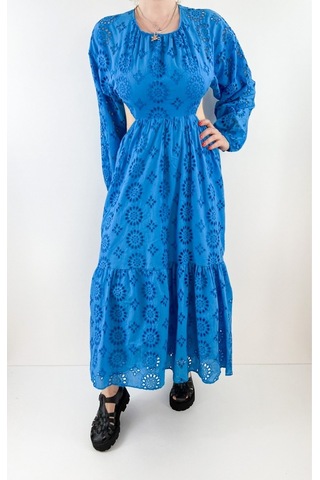 Modaonna Mavi Fisto Tasarım Elbise