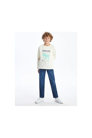 LC Waikiki Bisiklet Yaka Erkek Çocuk Sweatshirt Ekru