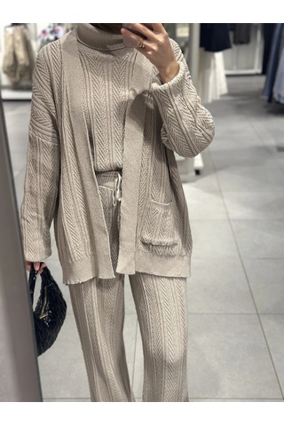 Olla Collection Üçlü Triko Takım Taş Taş