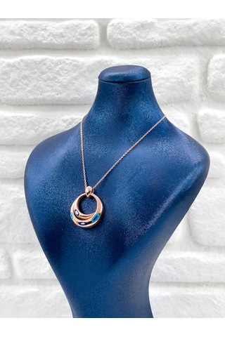 Rose Gold Tasarım Nazar Boncuklu Kadın Gümüş Kolye Rose