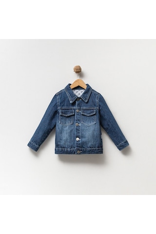 Overdo Kids Unisex 1-4 Yaş Basic Çocuk Kot Ceket Koyu Mavi