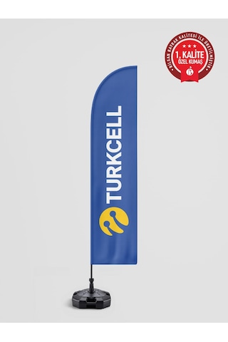 Turkcell Logolu Yelken Bayrak Set No:2 - Raşel Kumaş 1. Kalite 75 x 300 CM